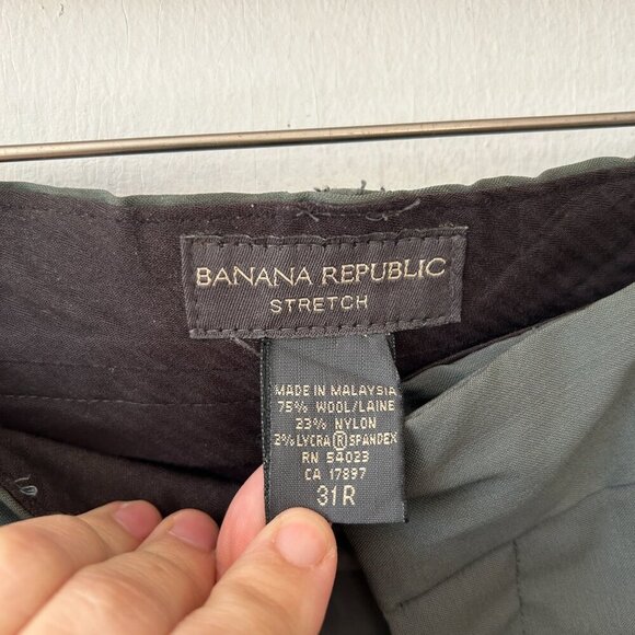 Banana Republic Stretch Wool Blend Pants Mens 31R Green VTG Chino Pants Workwear - Picture 4 of 6